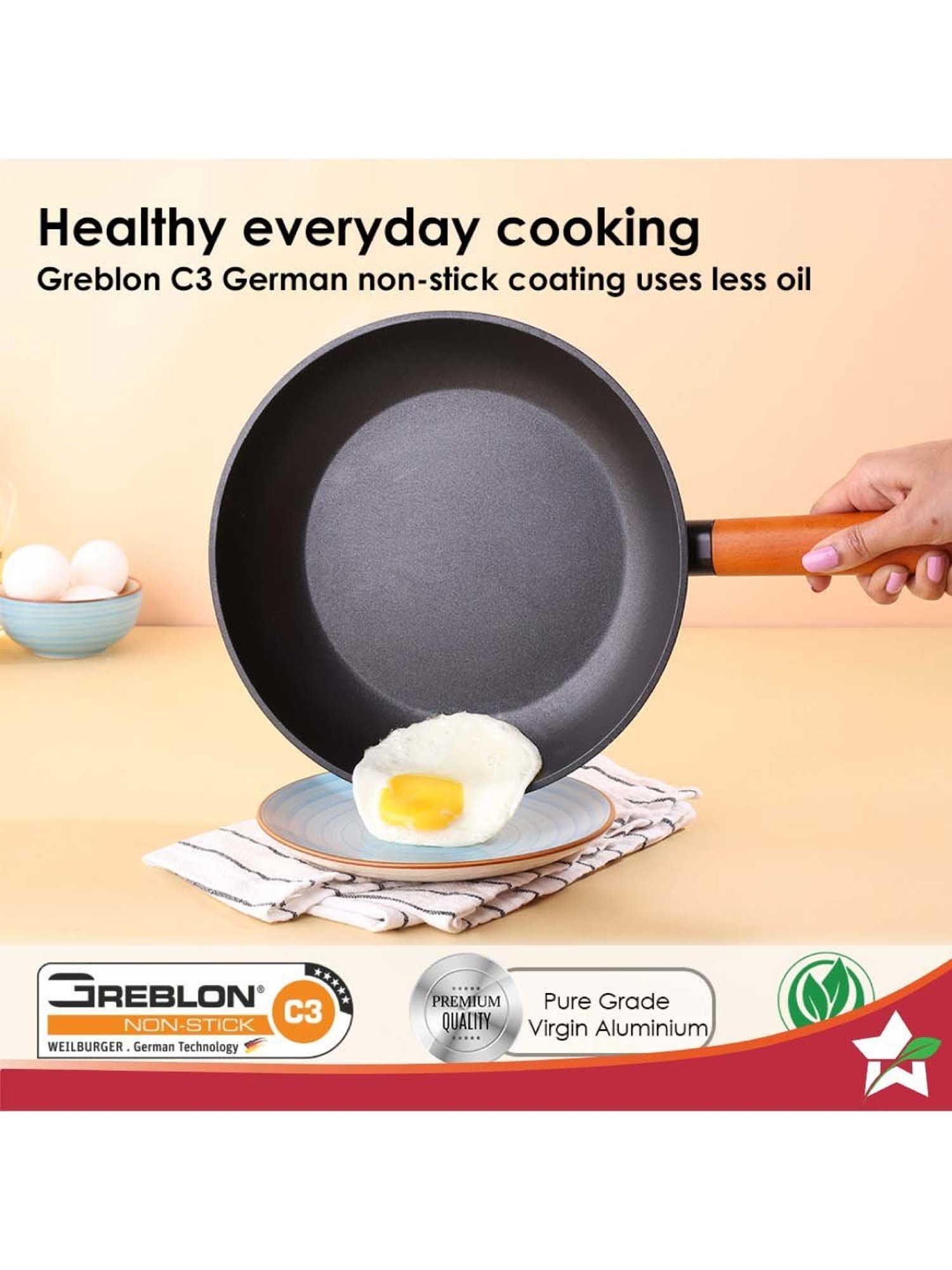 Wonderchef Caesar Forged Virgin Grey Aluminium 20cm Fry Pan