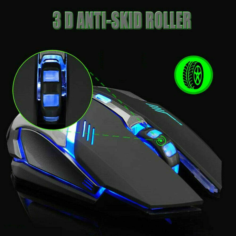 LED Rechargeable Wireless Backlit USB Optical Ergonomic Gaming X7 Mouse Mice