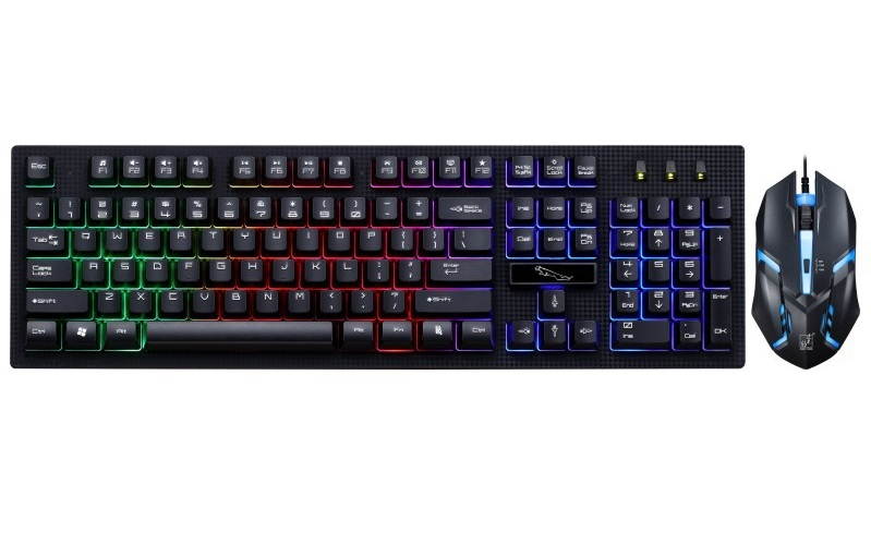 PandaTek New Mechanical Feeling Multicolor Backlit Wired Gaming Keyboard And 1600 DPI Mouse Combo - White