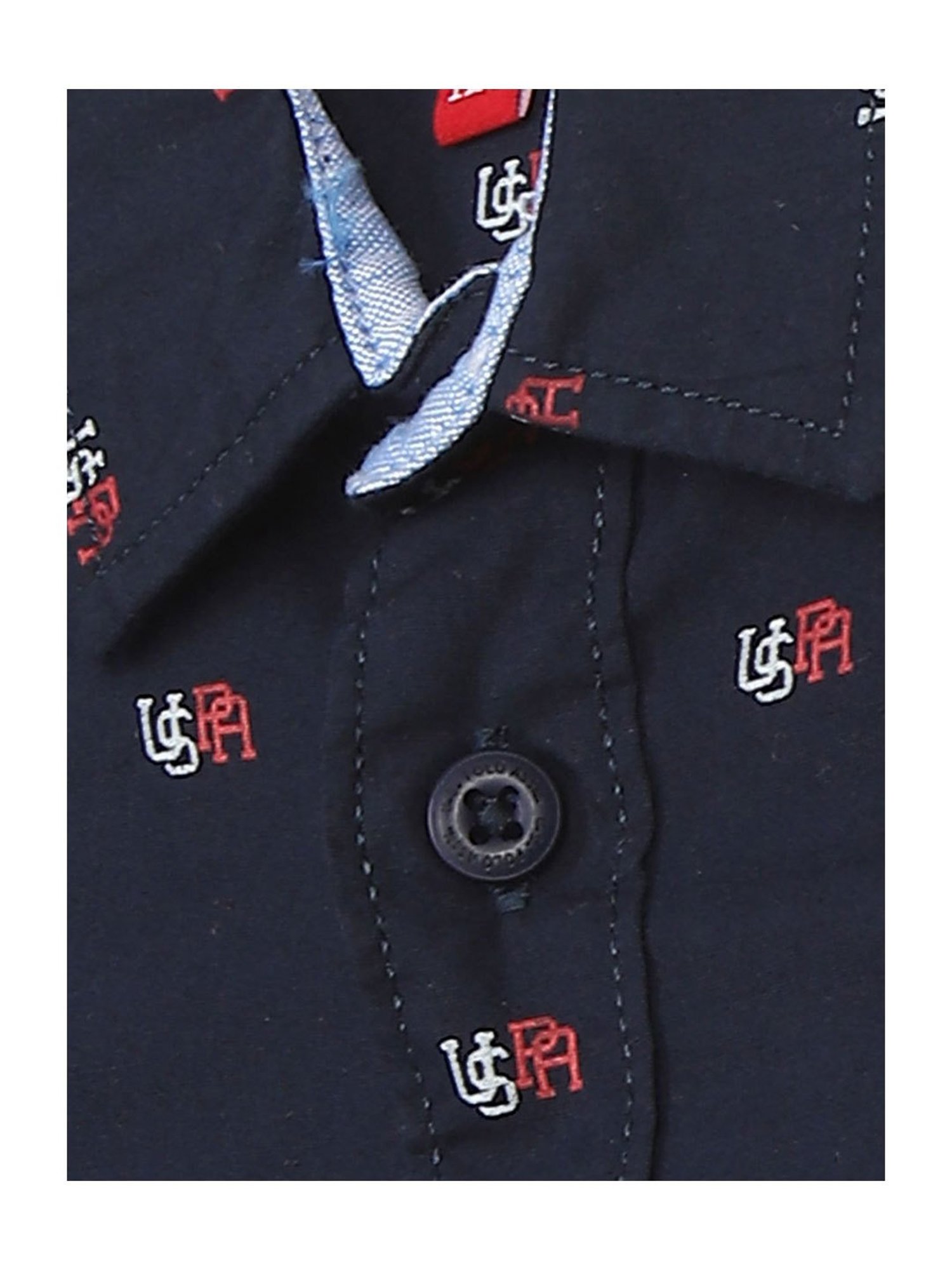 U.S. Polo Assn. Boys Navy Printed Full Sleeves Shirt