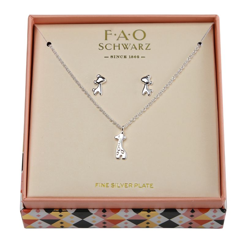 FAO Schwarz Giraffe Necklace and Earring Set