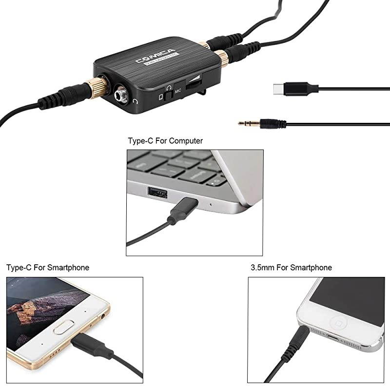 CVMD03 STC USB C Professional Dual Lavalier Lapel Microphone Omnidirecitonal Dual Lavalier Mic for iPhone Android Smartphone ComputerRecording Mic for YouTubeInterviewVideo