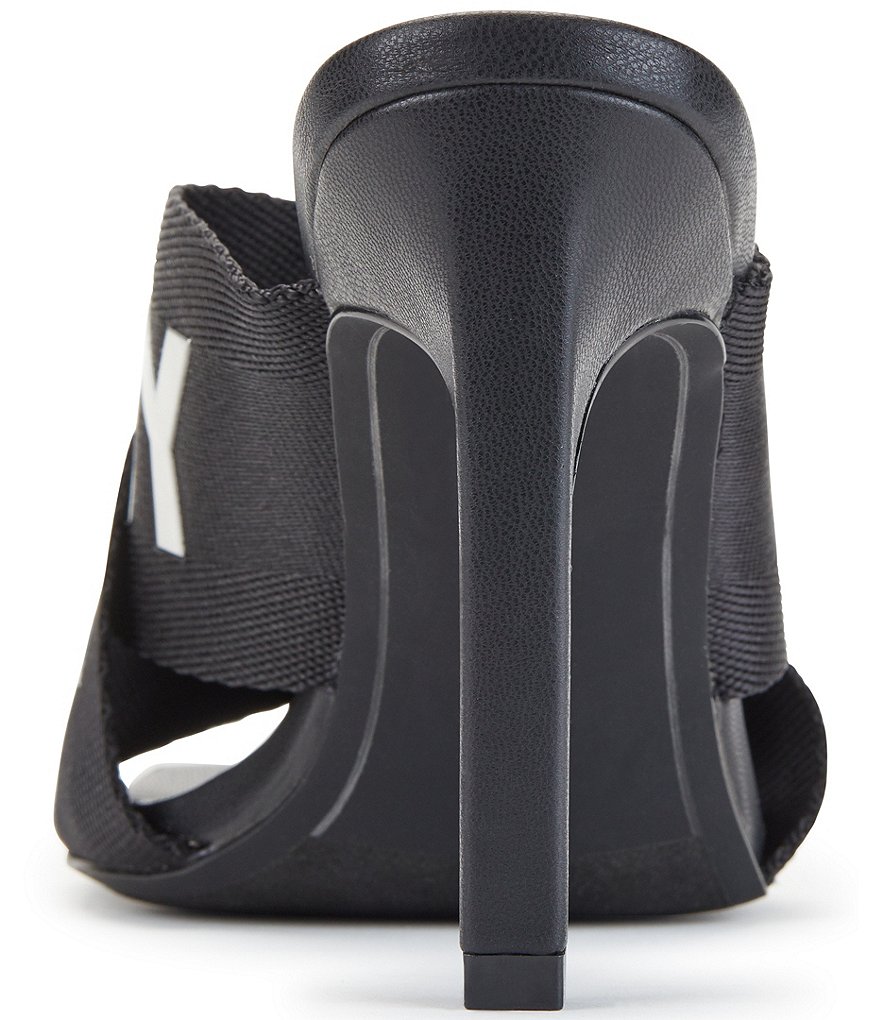 DKNY Astra Criss Cross Logo Band Square Toe Dress Mules