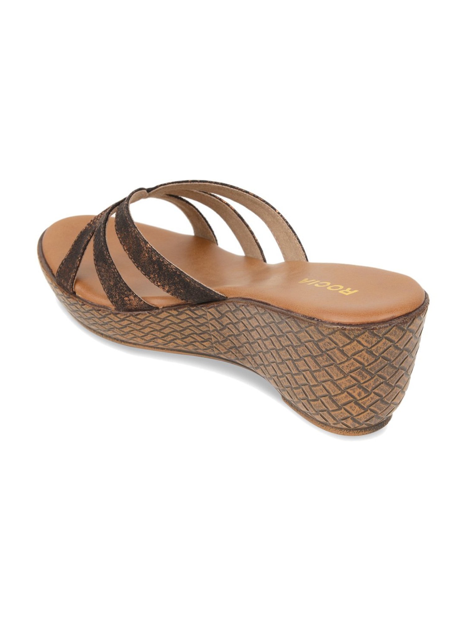 Rocia by Regal Women's Antique Gold Casual Wedges