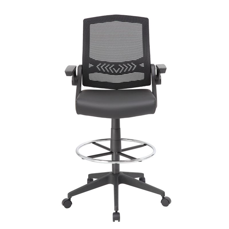 Drafting Stool with Flip Arms Mesh Black - Boss Office Products