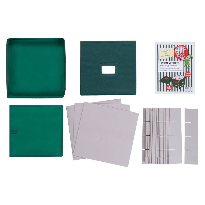Elf Stor Premium Christmas Ornament Storage Chest Green