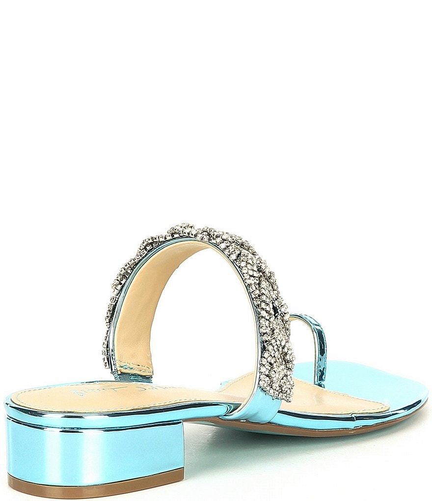 Blue by Betsey Johnson Indie Rhinestone Embellished Toe-Loop Detail Dress Sandals