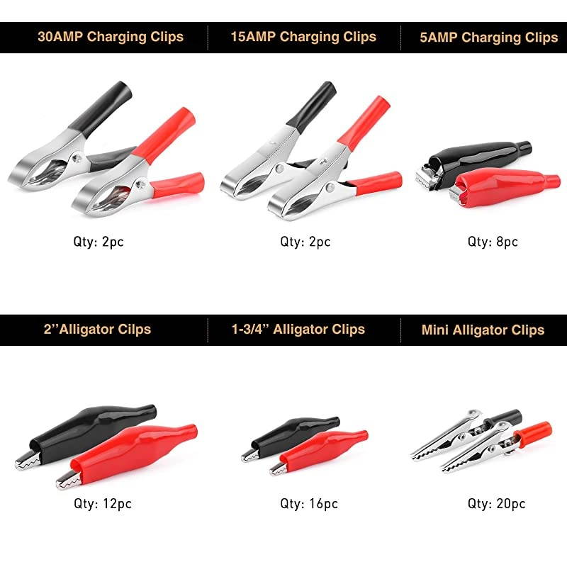 50052R 60Pcs Metal Alligator Clip Clamp Assortment Test Lead Electrical Battery Clamp Connector Alligator Connector Electrical Assortment Charging Clip