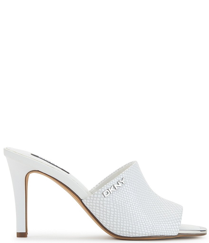 DKNY Bronx Reptile Print Leather Square Toe Mules