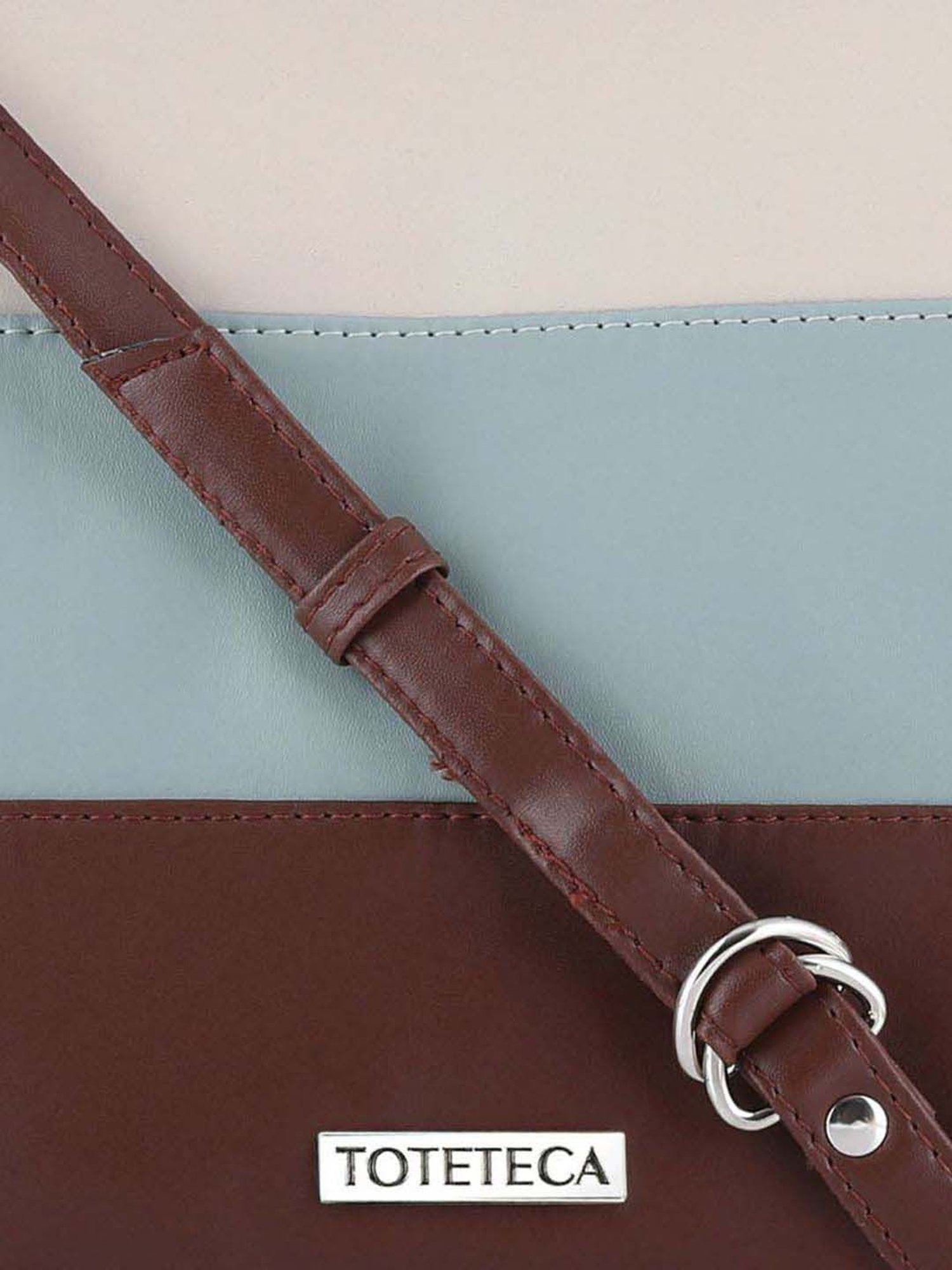Toteteca Brown Color Block Medium Sling Handbag