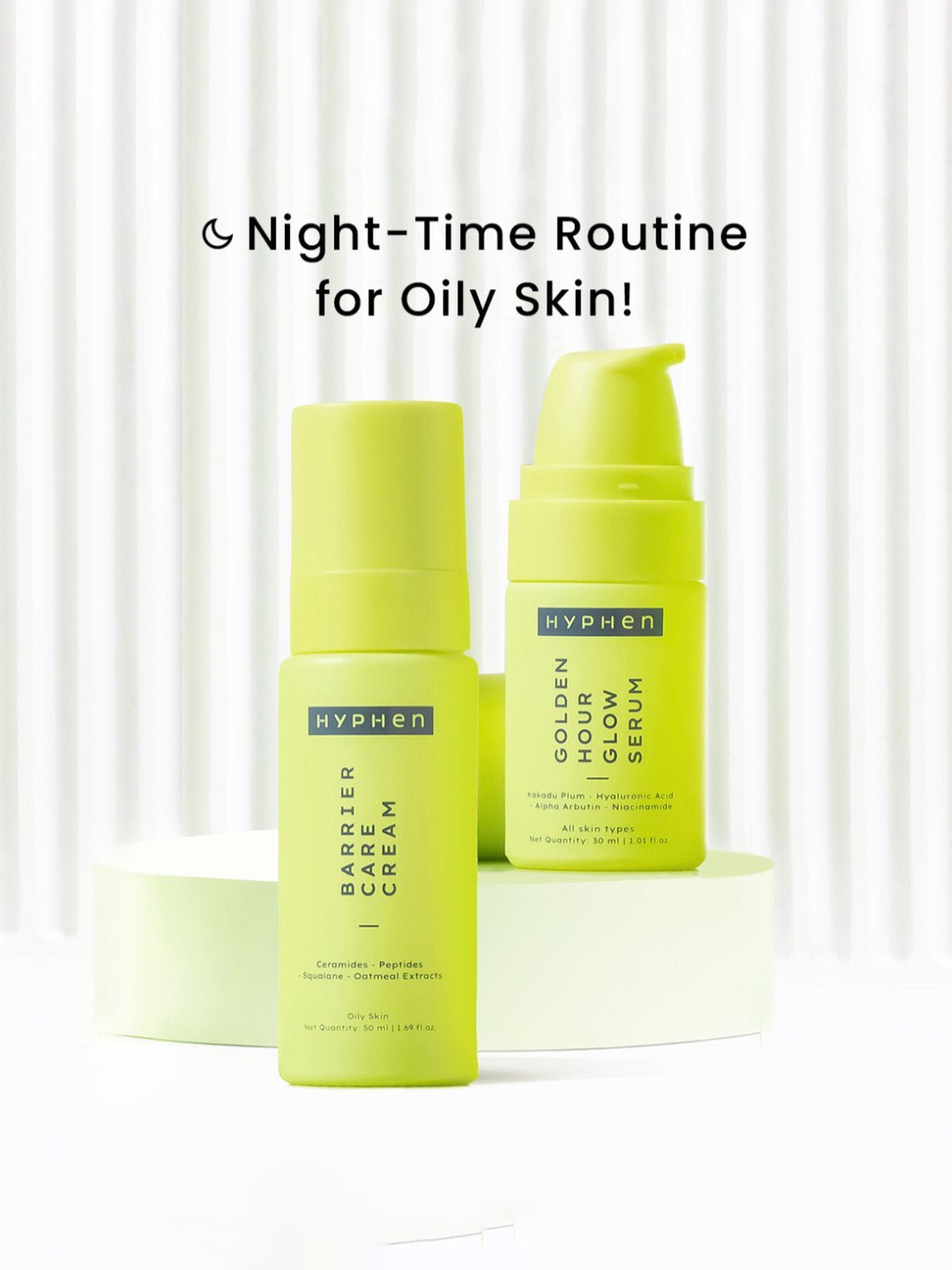 Hyphen Golden Hour Glow Serum & Hyphen Barrier Care Cream for Oily Skin Combo