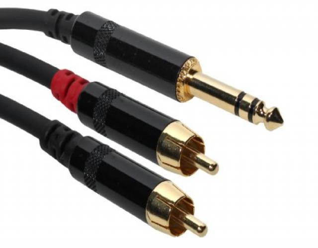 SuperFlex GOLD Y Patch Cable, (2) RCA to TRS - 10' Length