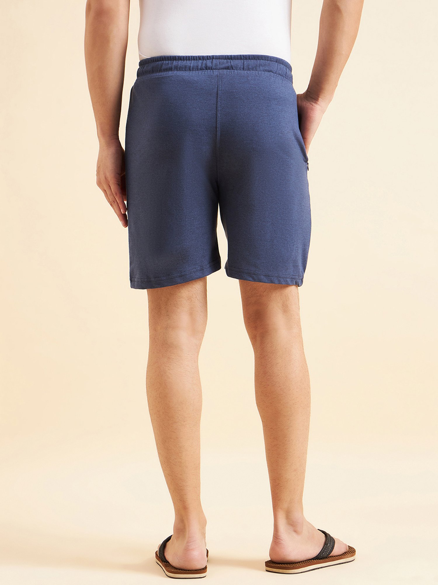 Sweet Dreams Navy Melange Regular Fit Printed Lounge Shorts