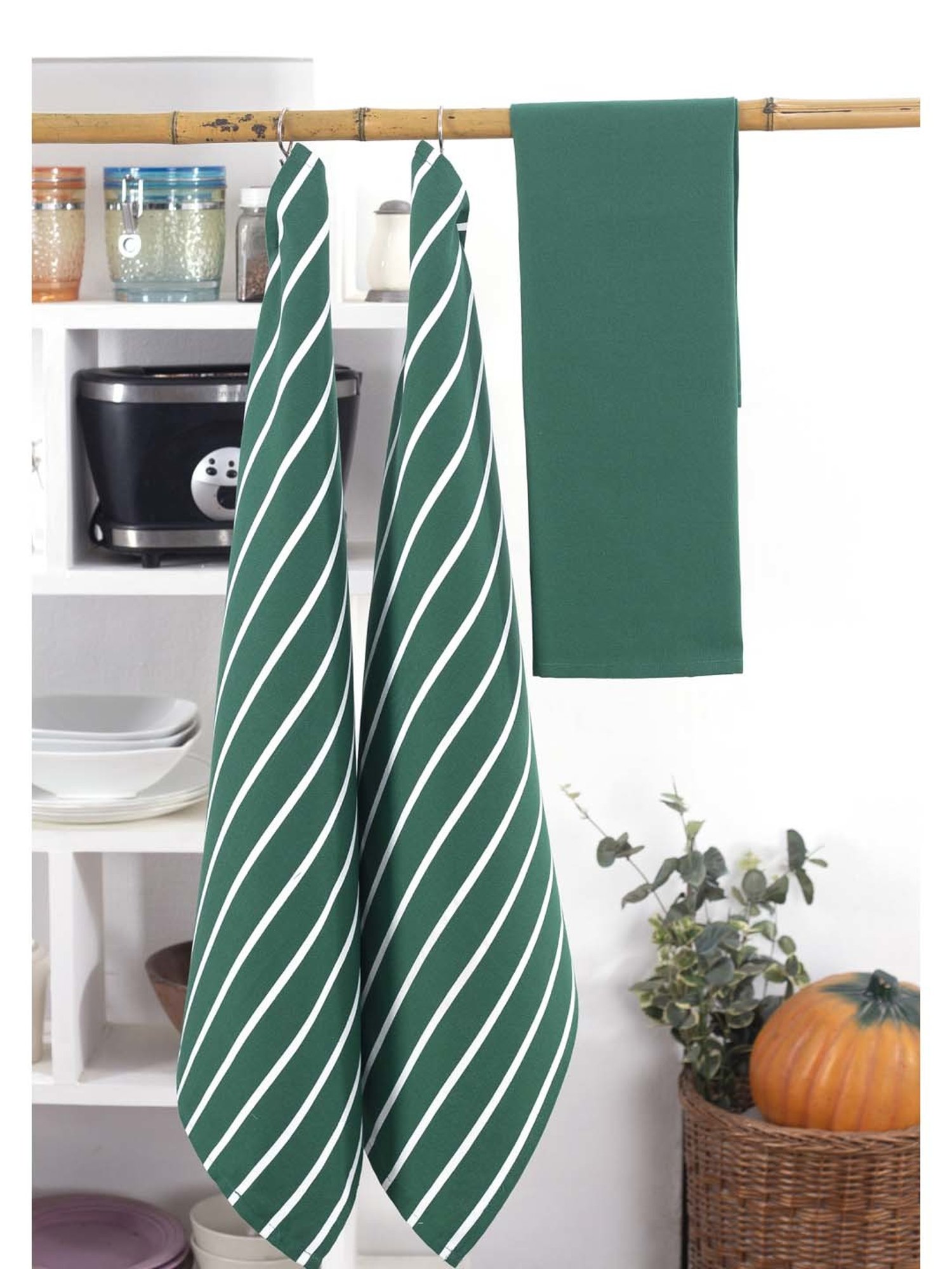 Maspar Green 100% Cotton 225 GSM Kitchen Towel - Set of 3