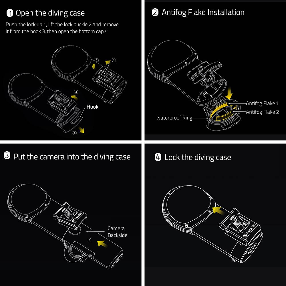 Insta360 ONE X Camera Diving Case Housing IPX8 30 Meters Waterproof with 1/4 Inch Screw Hole for Surfing Diving Snorkeling