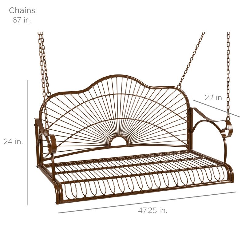 Best Choice Products Hanging Iron Porch Swing Outdoor Patio Furniture Chair w/ Armrests, Mounting Chains
