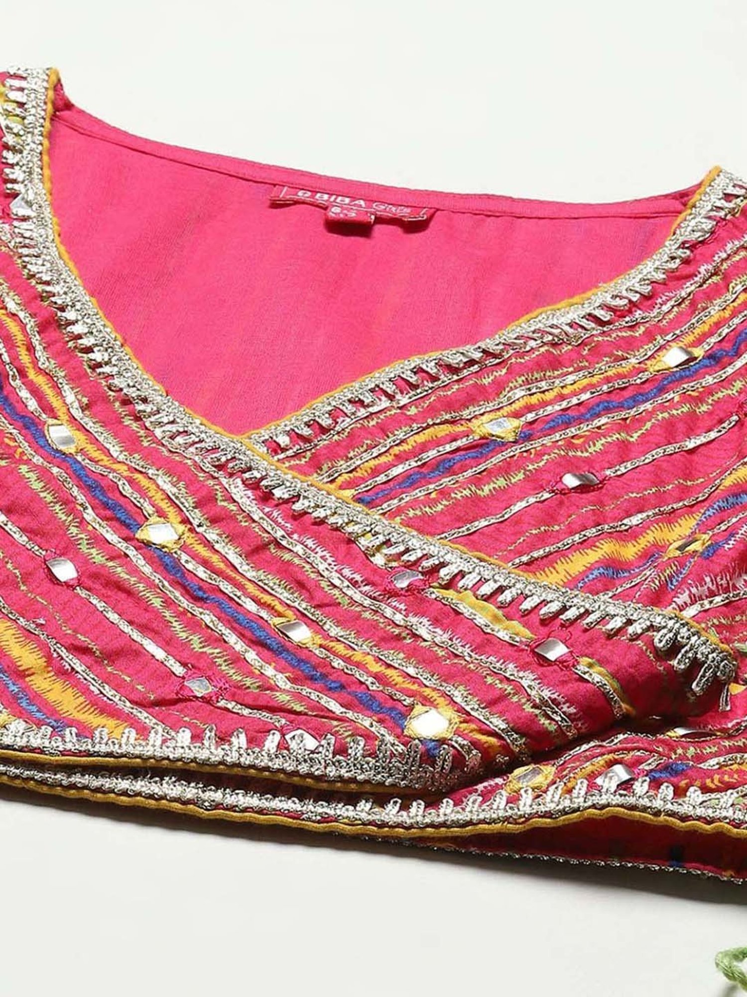 BIBA Girls Kids Pink Cotton Printed Lehenga Set