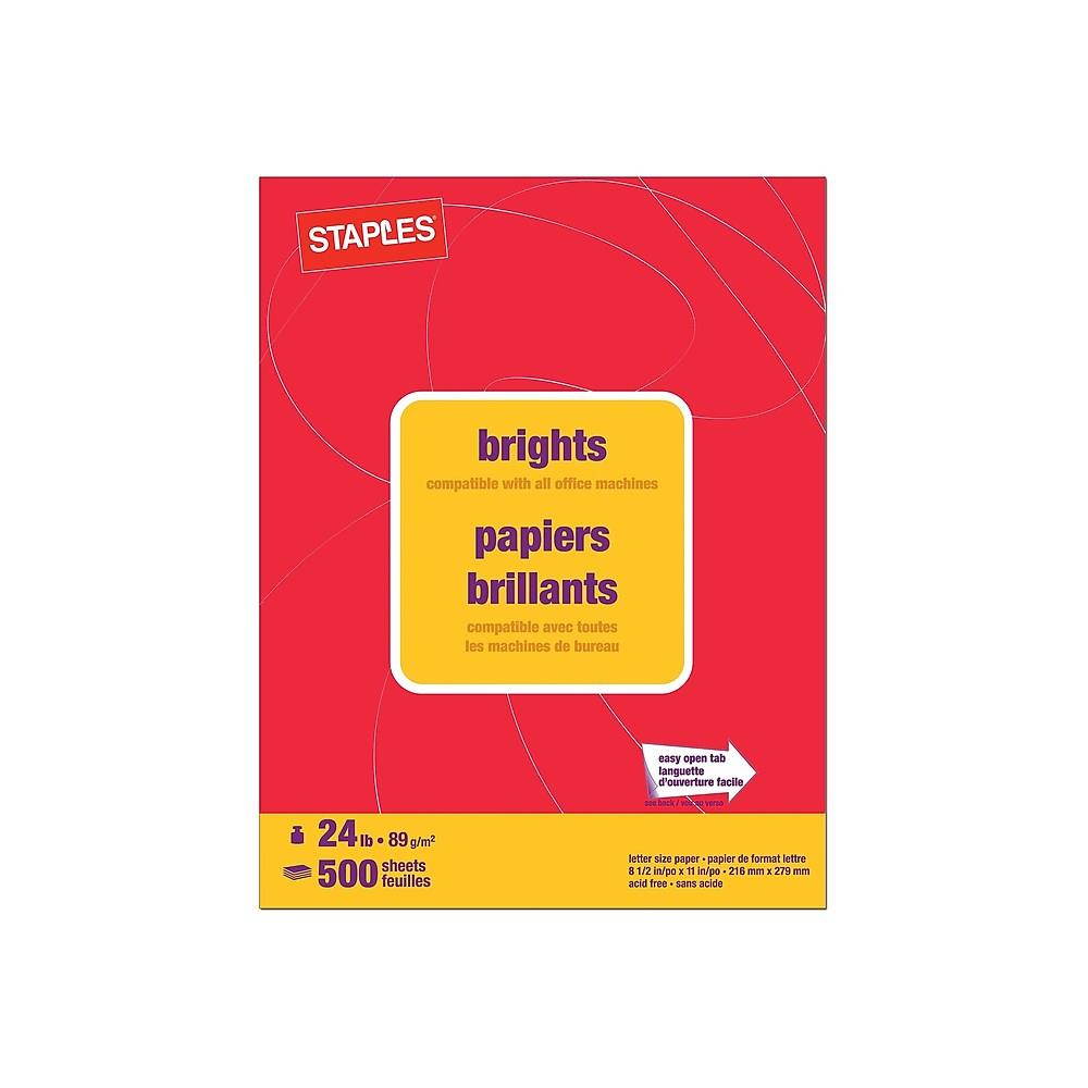 Staples Brights 24 lb. Colored Paper Red 500/Ream 733081