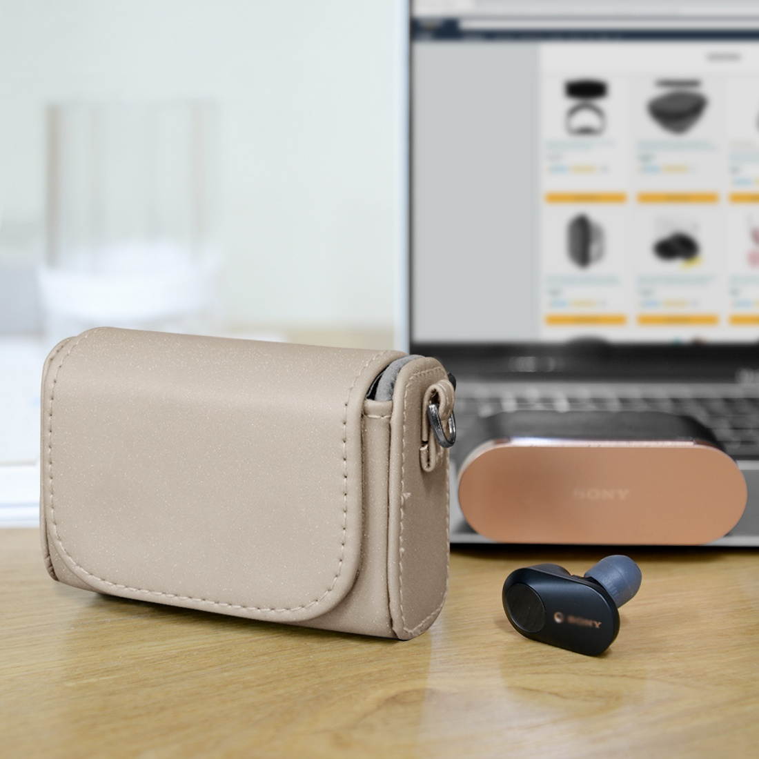 Geekria Earbuds Pouch Case for Sony WF-1000XM3, Truly Wireless Noise Canceling Earphone Travel Bag, WF1000XM3 Portable Earbud Box Pouch protector/WF1000XM3 S Mini Storage Carrying Case (Silver Gold)