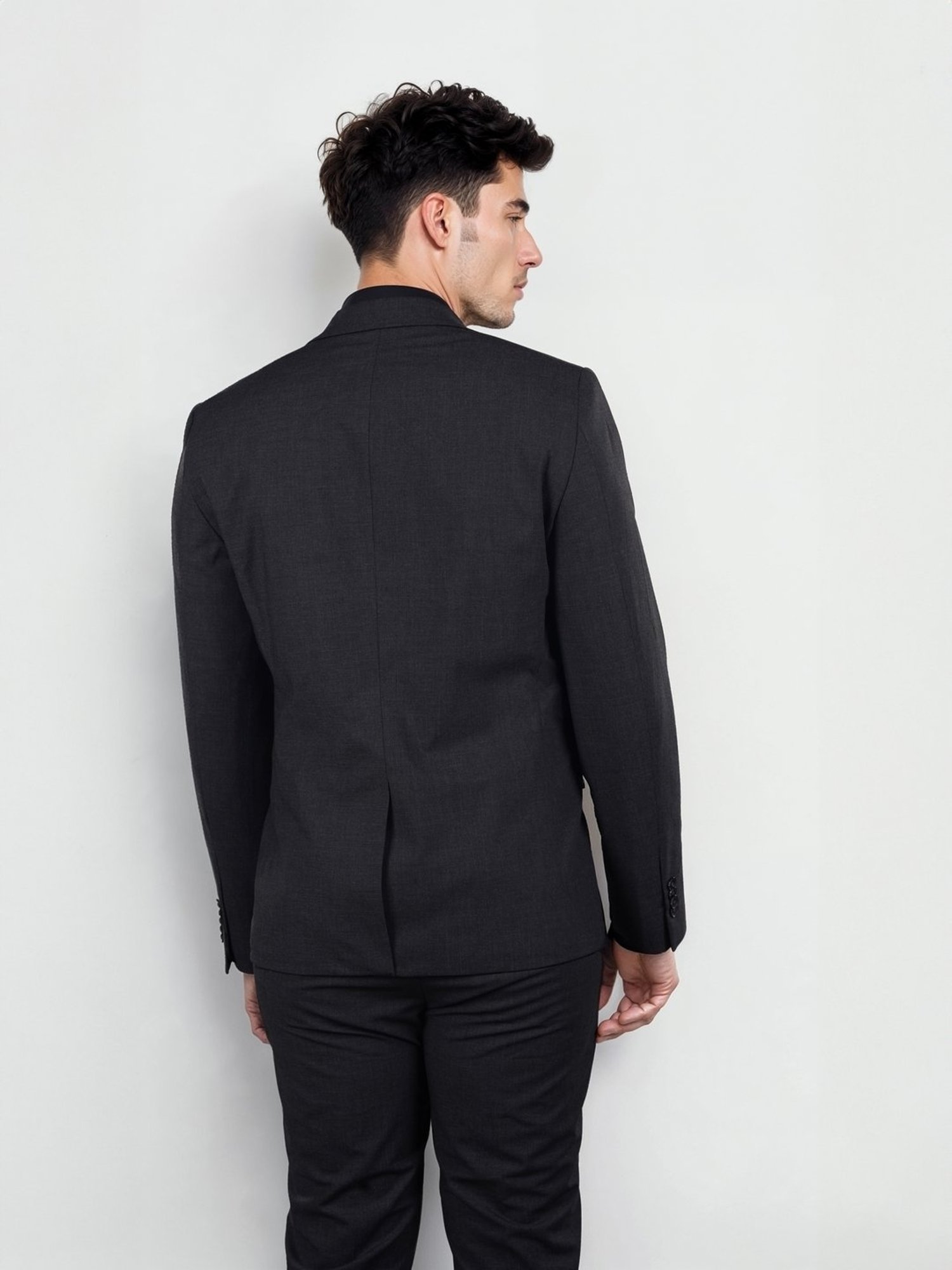 celio* Dark Grey Solid Slim Fit Suit Blazer