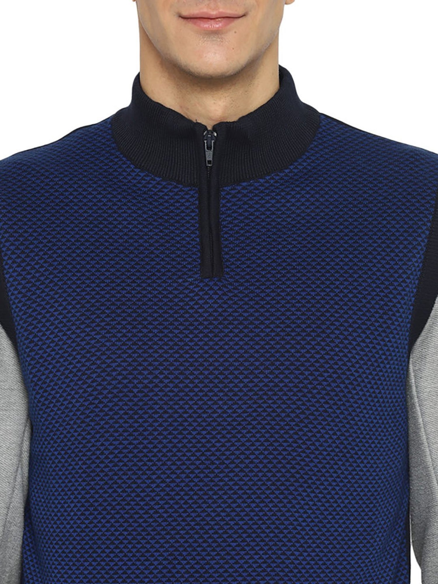 Turtle Navy & Black Cotton Regular Fit Self Design Sweater