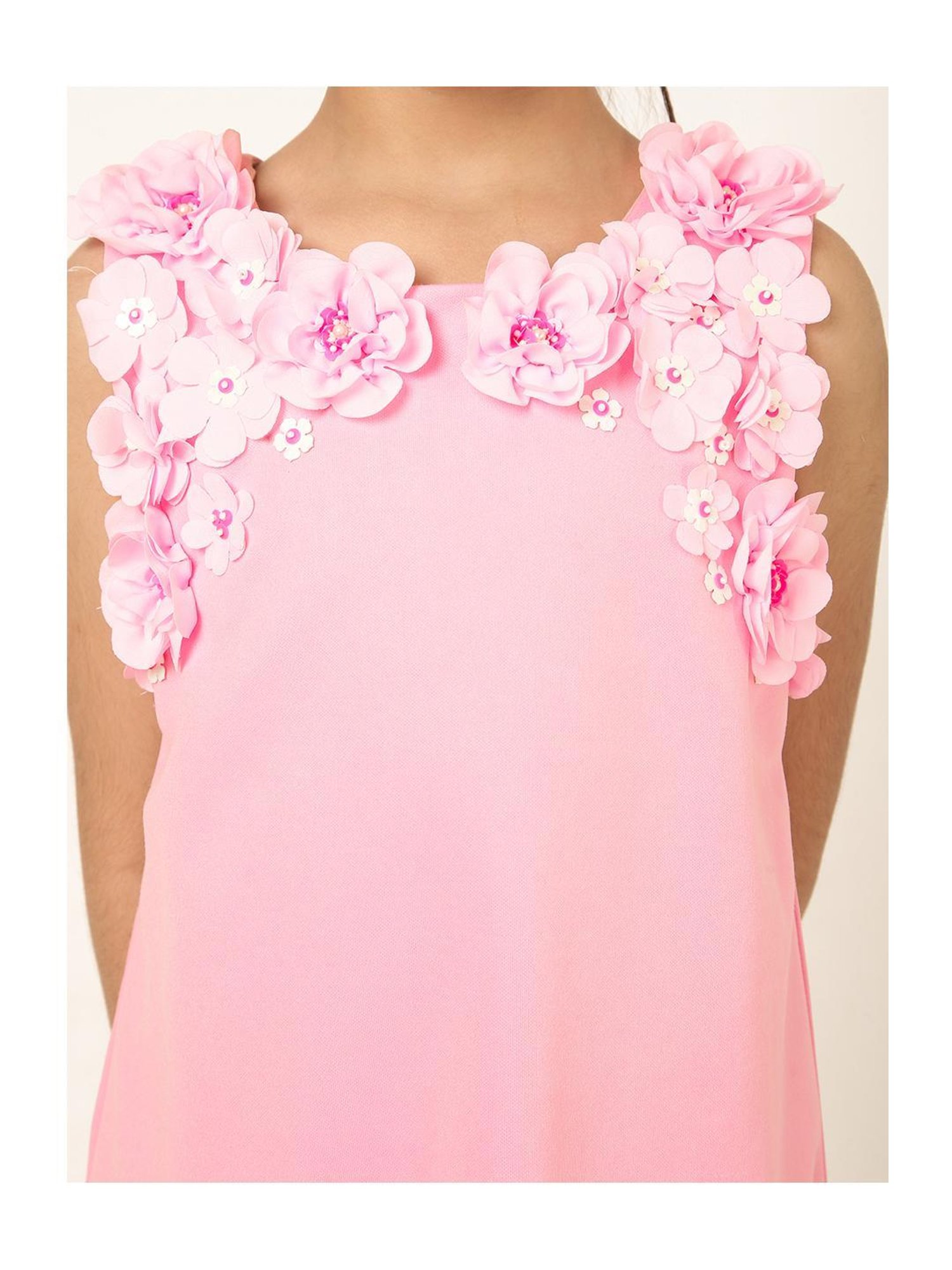 A Little Fable Girls Pink Applique Dress