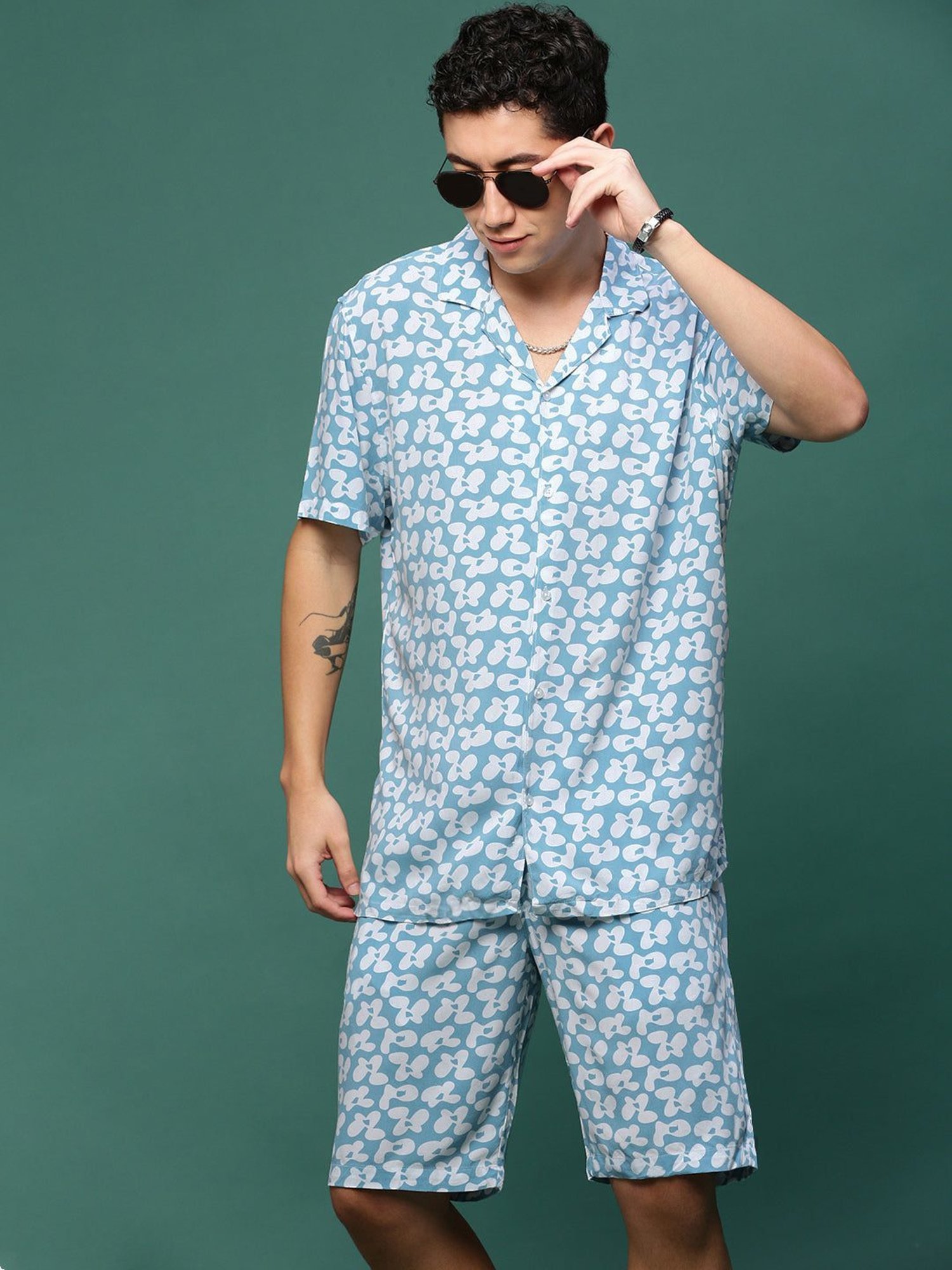 Spykar Blue Cotton Slim Fit Checks Shirt