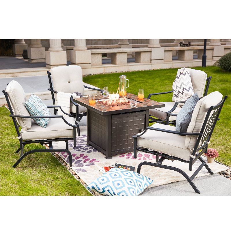 5pc Conversation Steel Patio Seating Sets Cream - Lokatse