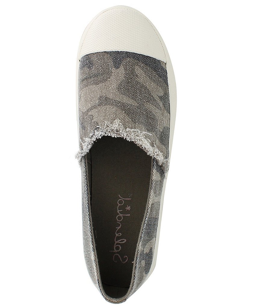 Splendid Aida Camo Print Canvas Fray Edge Slip-On Sneakers