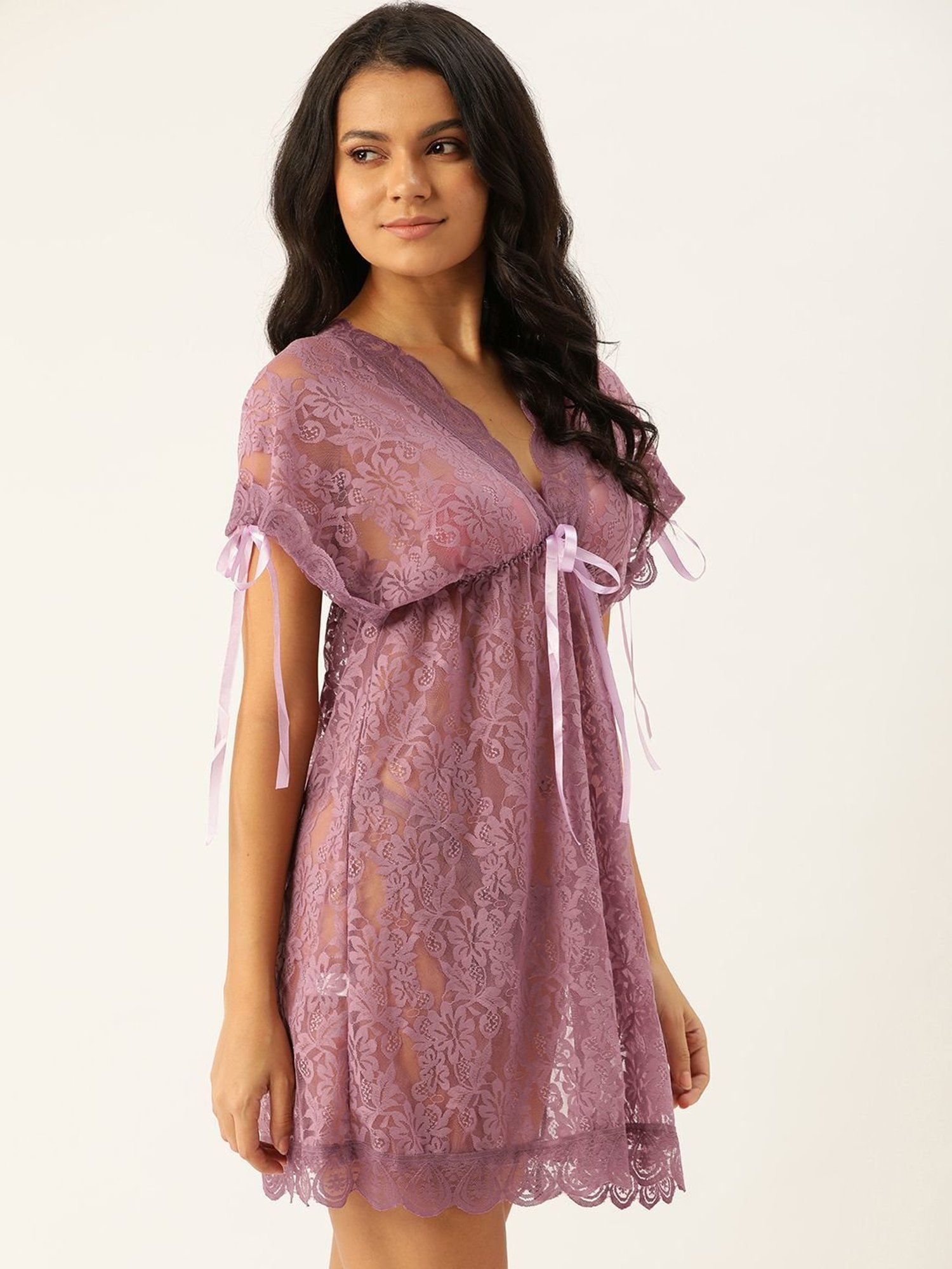 Ms.Lingies Purple Lace Work Babydoll