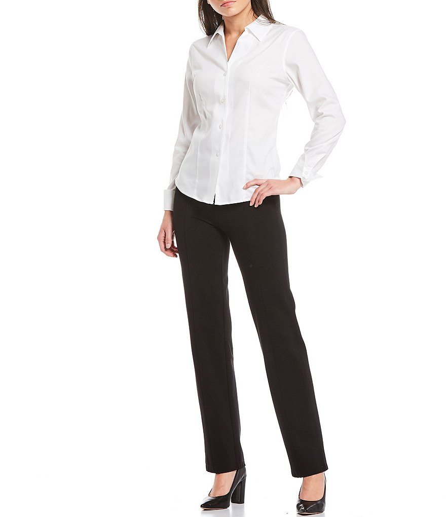 Calvin Klein Wide Waistband Slim Straight-Leg Ponte Knit Pants