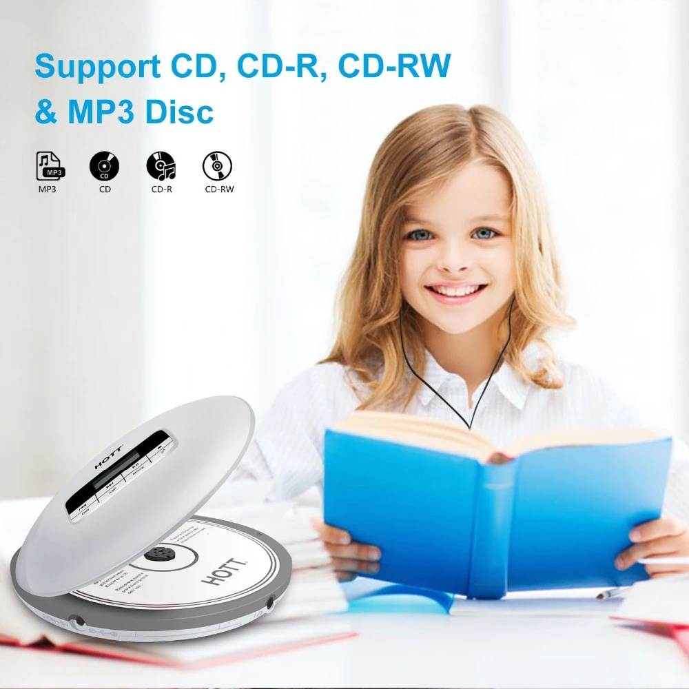 CD Player HOTT  Personal CD Player with Headphone Jack, Anti-Skip/Shockproof Protection Compact CD Music Player