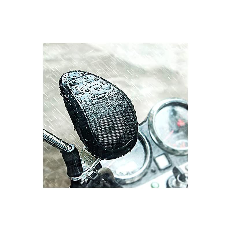 12V Motorcycle Bluetooth MP3 FM Audio Radio Sound System Stereo Super BASS Speakers with Inbuilt Amplifier Waterproof Color Black+Red