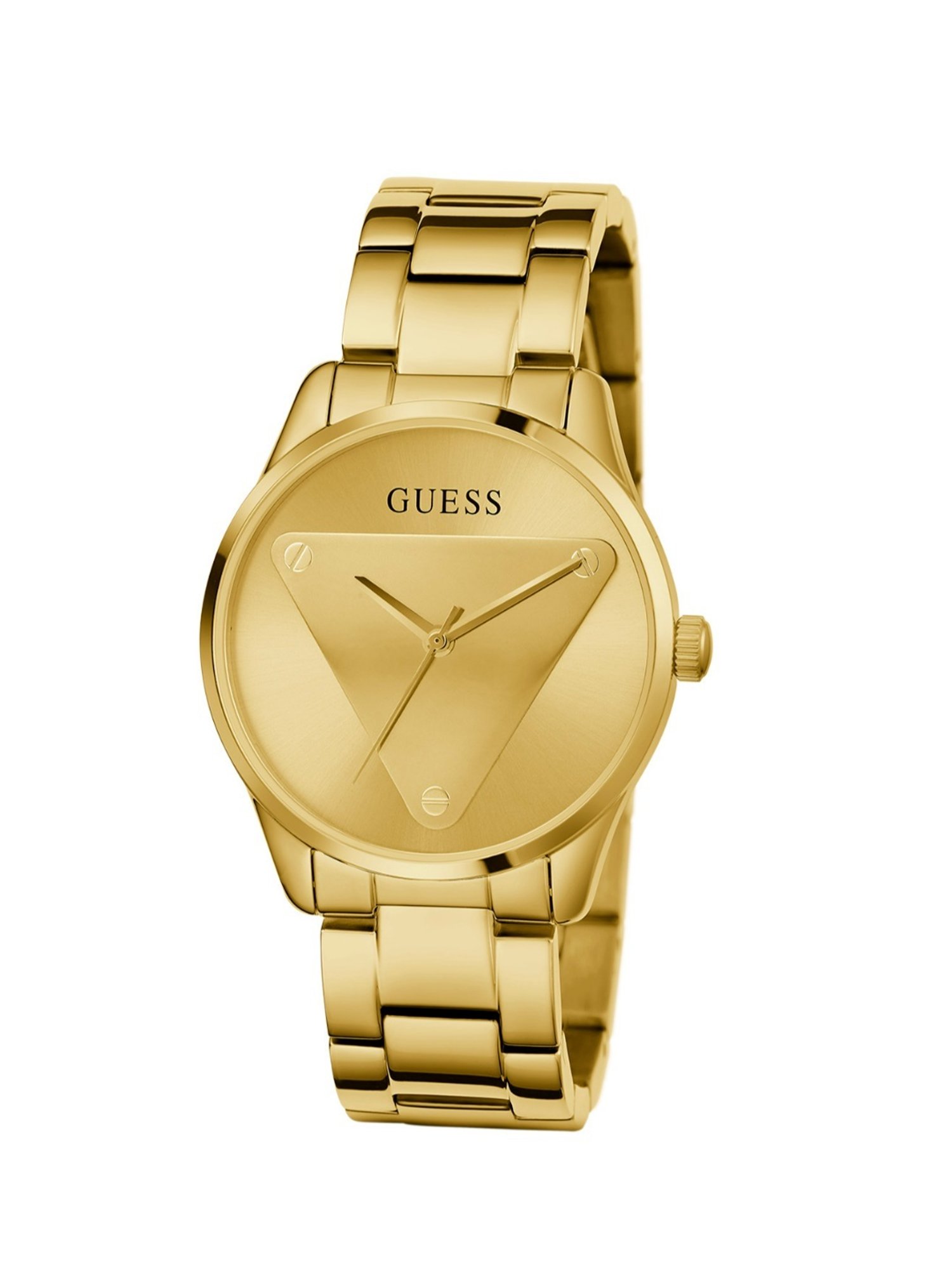 GUESS EMBLEM Women Round Gold Tone Dial Analog Watch - GW0485L1