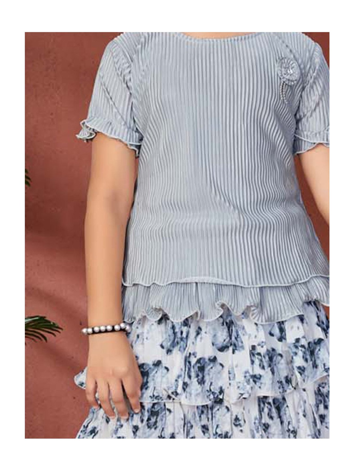 Peppermint Kids Purple & White Floral Print Top with Culottes