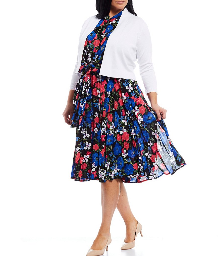 Calvin Klein Plus Size 3/4 Sleeve Open Front Rayon Shrug