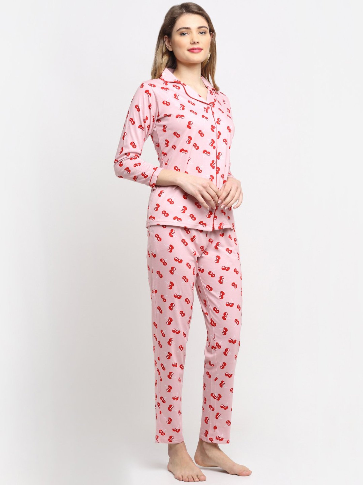 Boston Club Pink Printed Shirt With Pyjamas