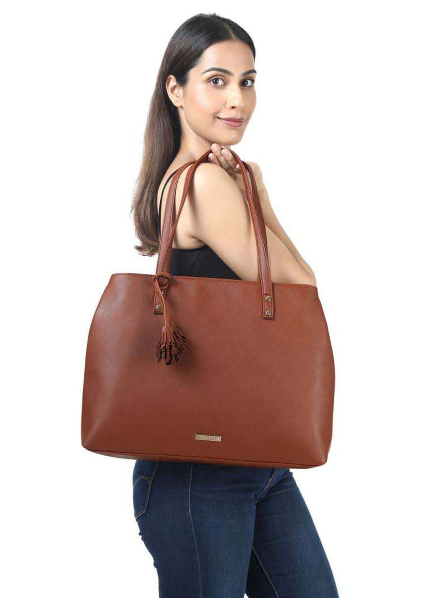 Toteteca Tan Solid Medium Tote Handbag