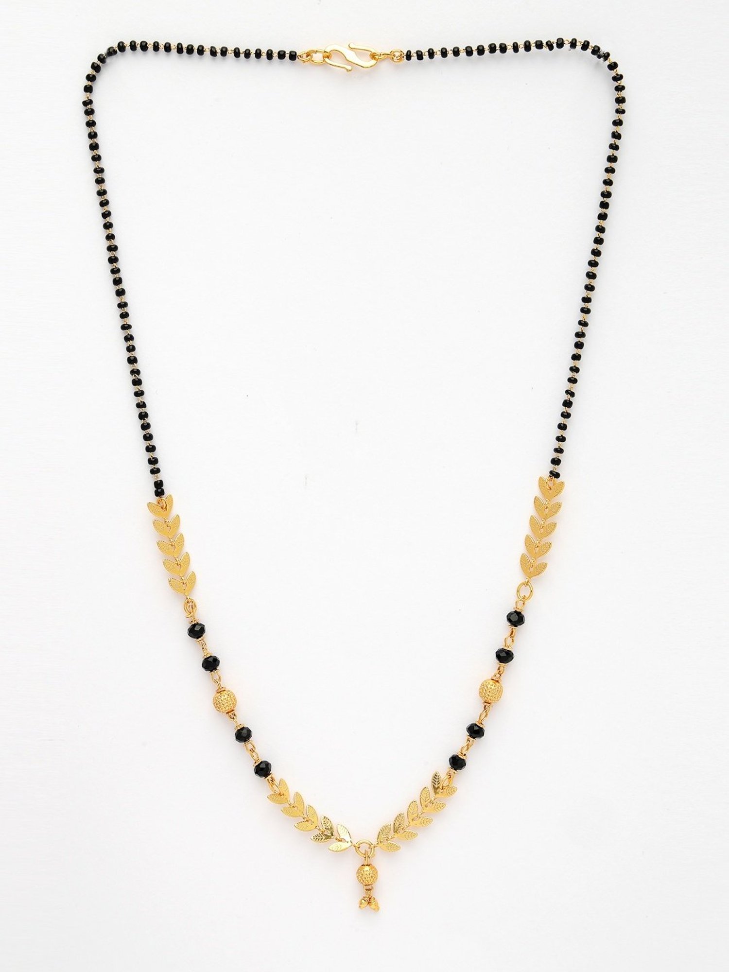 Abdesigns Gold-Plated American Diamond & Black Beaded Mangalsutra