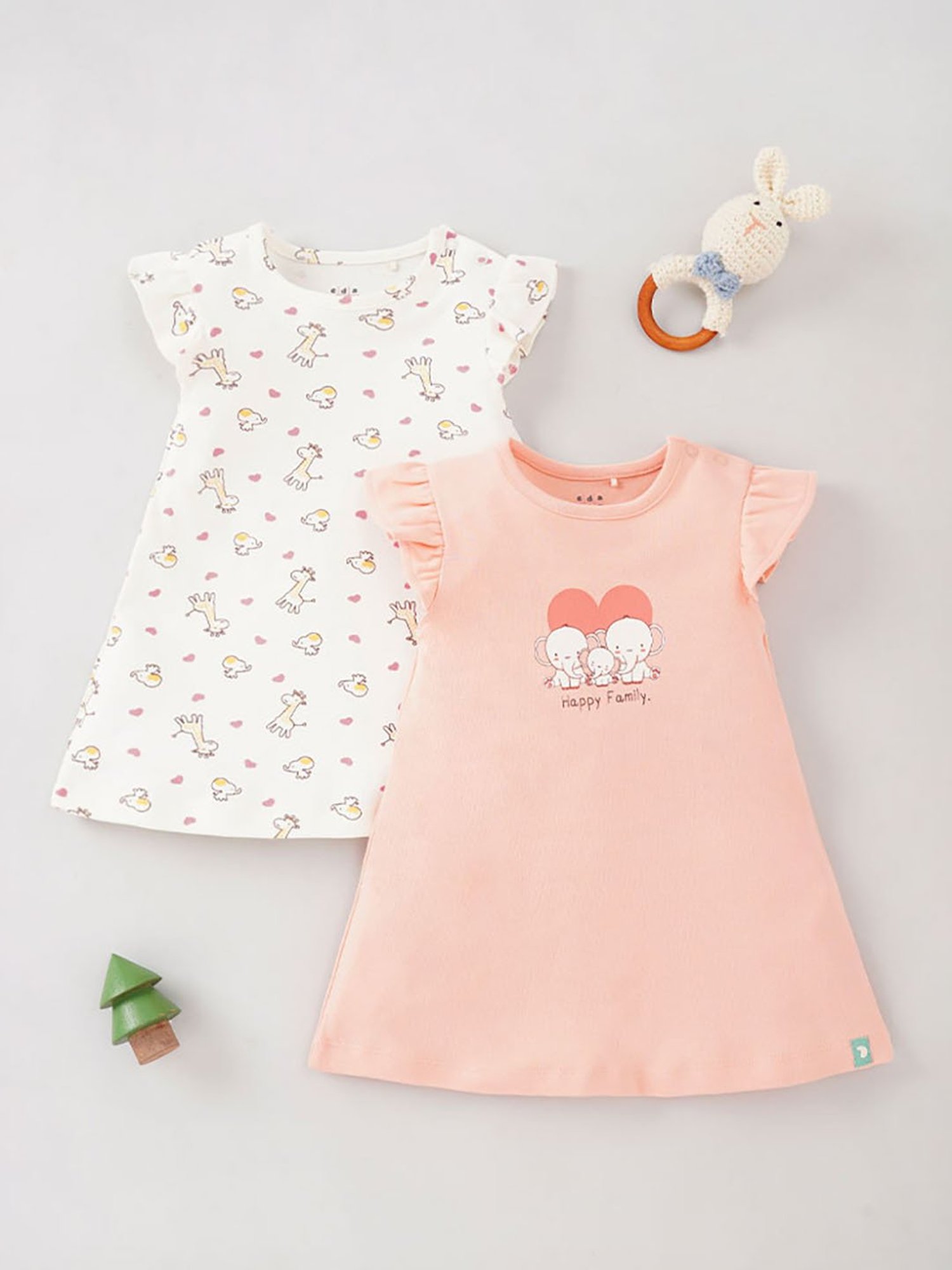 Ed-a-Mamma Baby Multicolor Printed Dress (Pack Of 2)