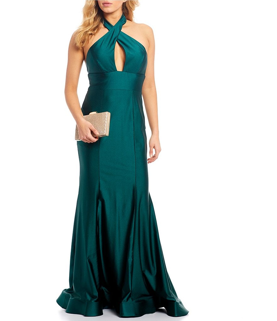 Jump Sleeveless Cowlneck Sheath Satin Dress