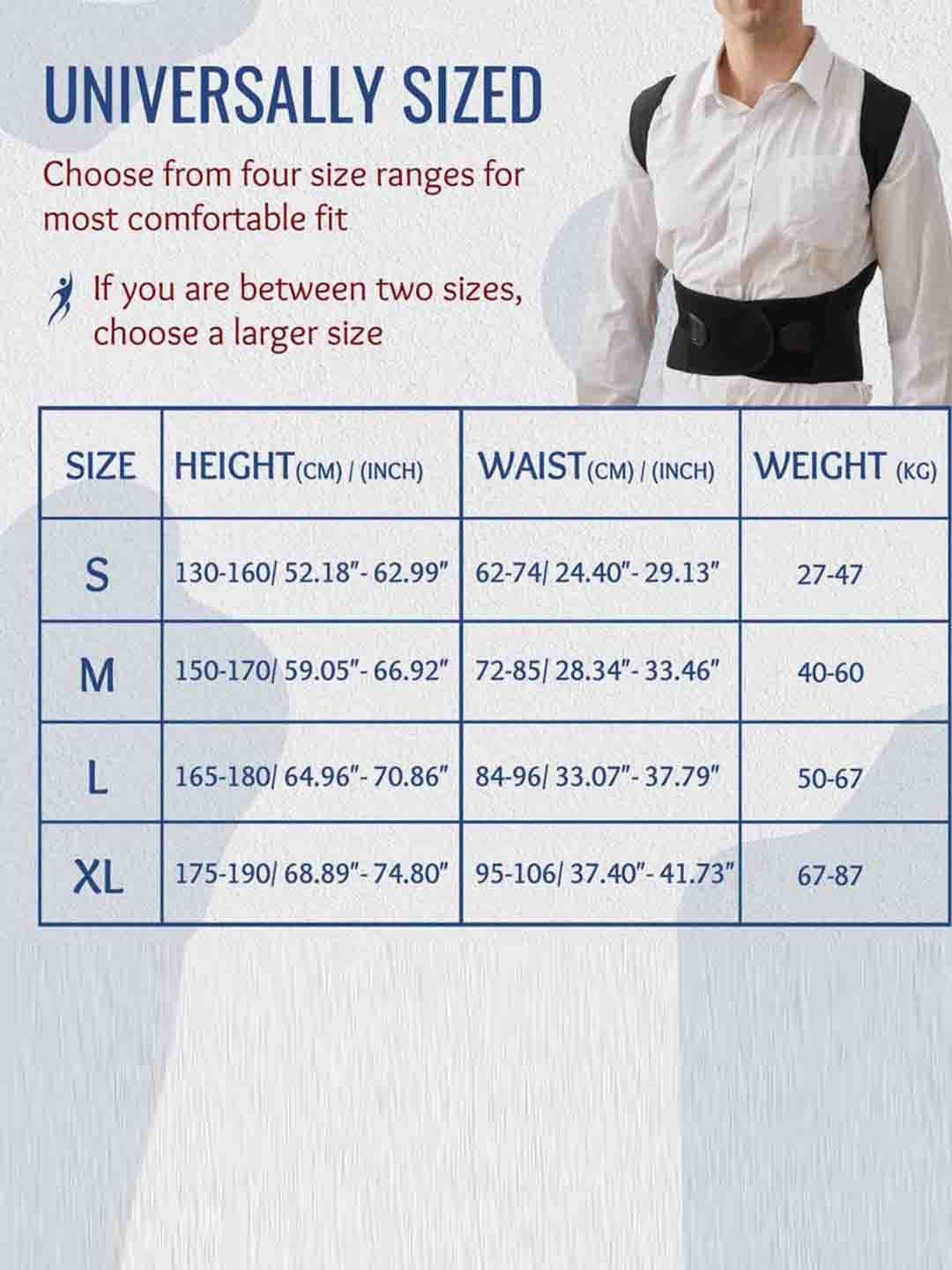 HealthSense Posture Corrector for Men, Back Pain Relief with Back Support Belt (Small) - Black