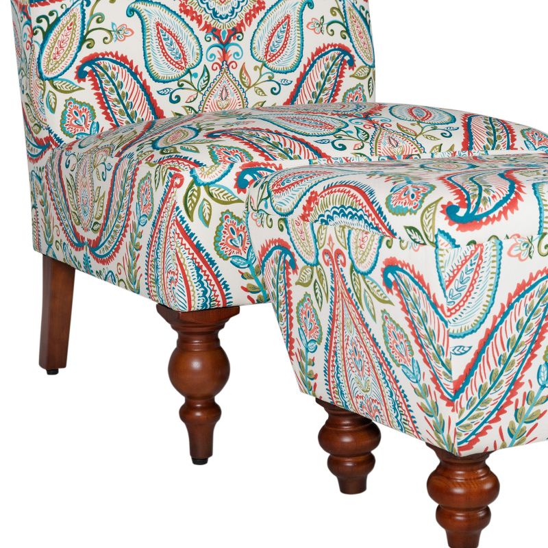 Slipper Accent Chair and Ottoman Coral/Turquoise - HomePop