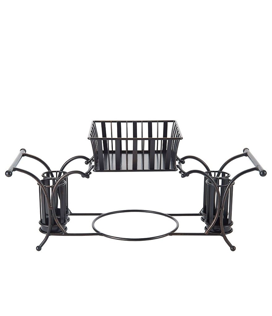 Gourmet Basics by Mikasa Avilla Picnic Plate Napkin and Flatware Storage Caddy with Paper Towel Holder