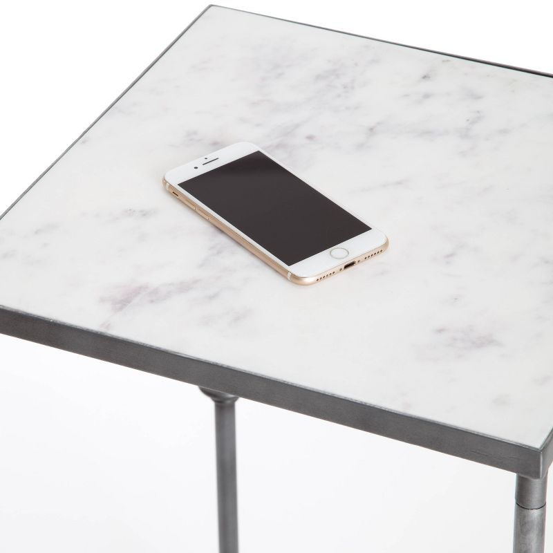 Berlin Solid Marble Side Table White - Finch