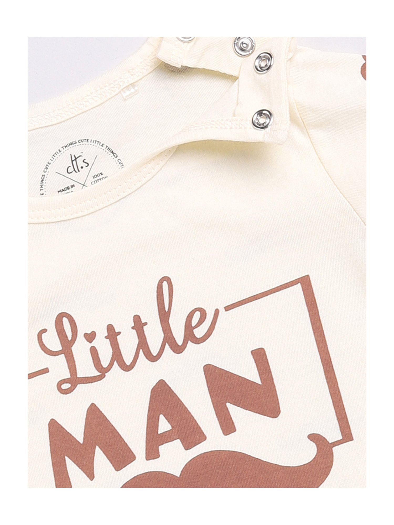 Clt.s Unisex Cream Graphic Print Full Sleeves T-Shirt With Pyjamas