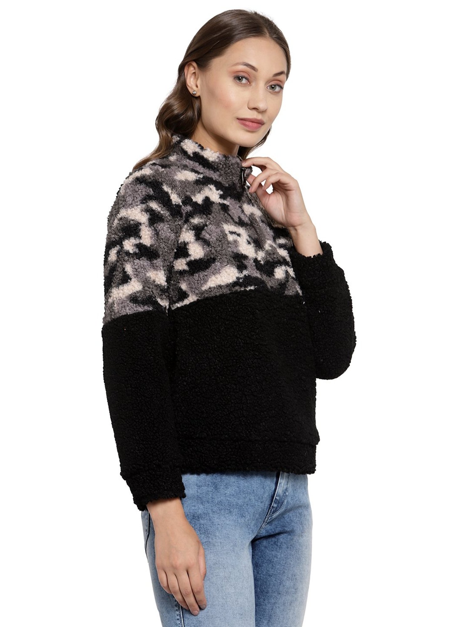 Juelle Black Self Design Sweatshirt