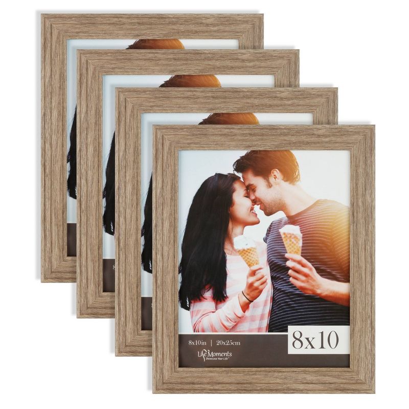 4pc (8" x 10") Farmhouse Barn Wood Tabletop or Wall Mount Picture Frames - Life Moments