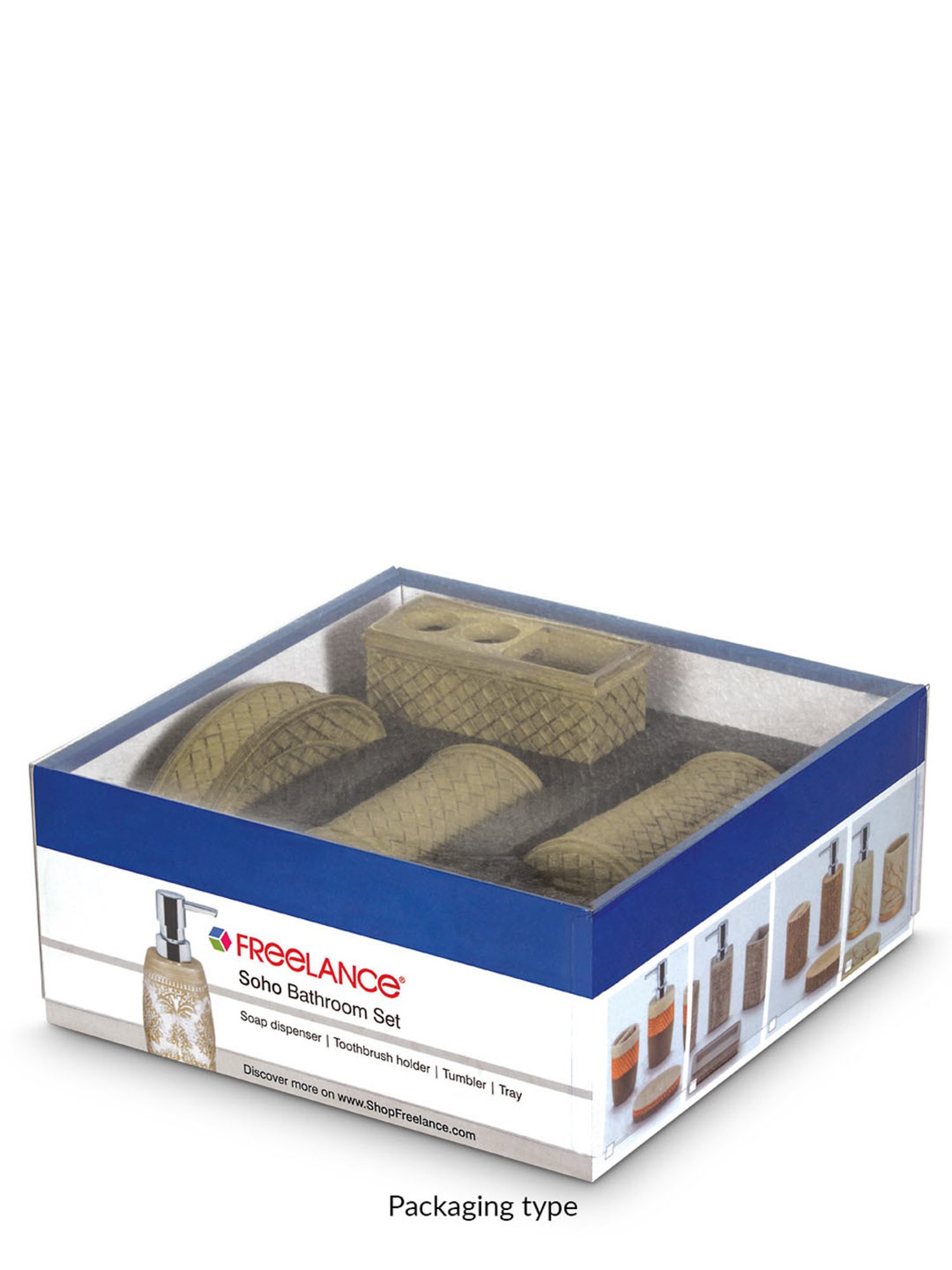 Freelance Brown Polyresin Set of 4 Bathroom Accessories