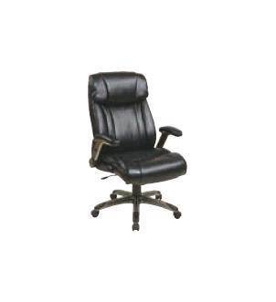 Office Star-Work Smart ECH38665A-EC3 Executive Eco Leather Chair in Silver-Black